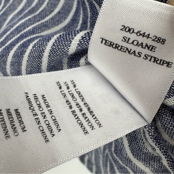 Rails Sloane Terrenas Stripe Tie Front Linen Shirt‎  Blue White Size Large - Picture 6 of 8